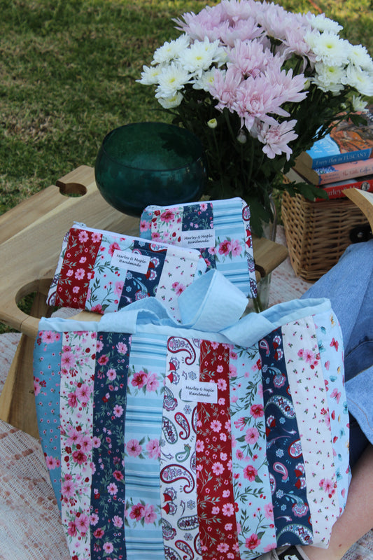 Tote Bag Red Blue White Stripe