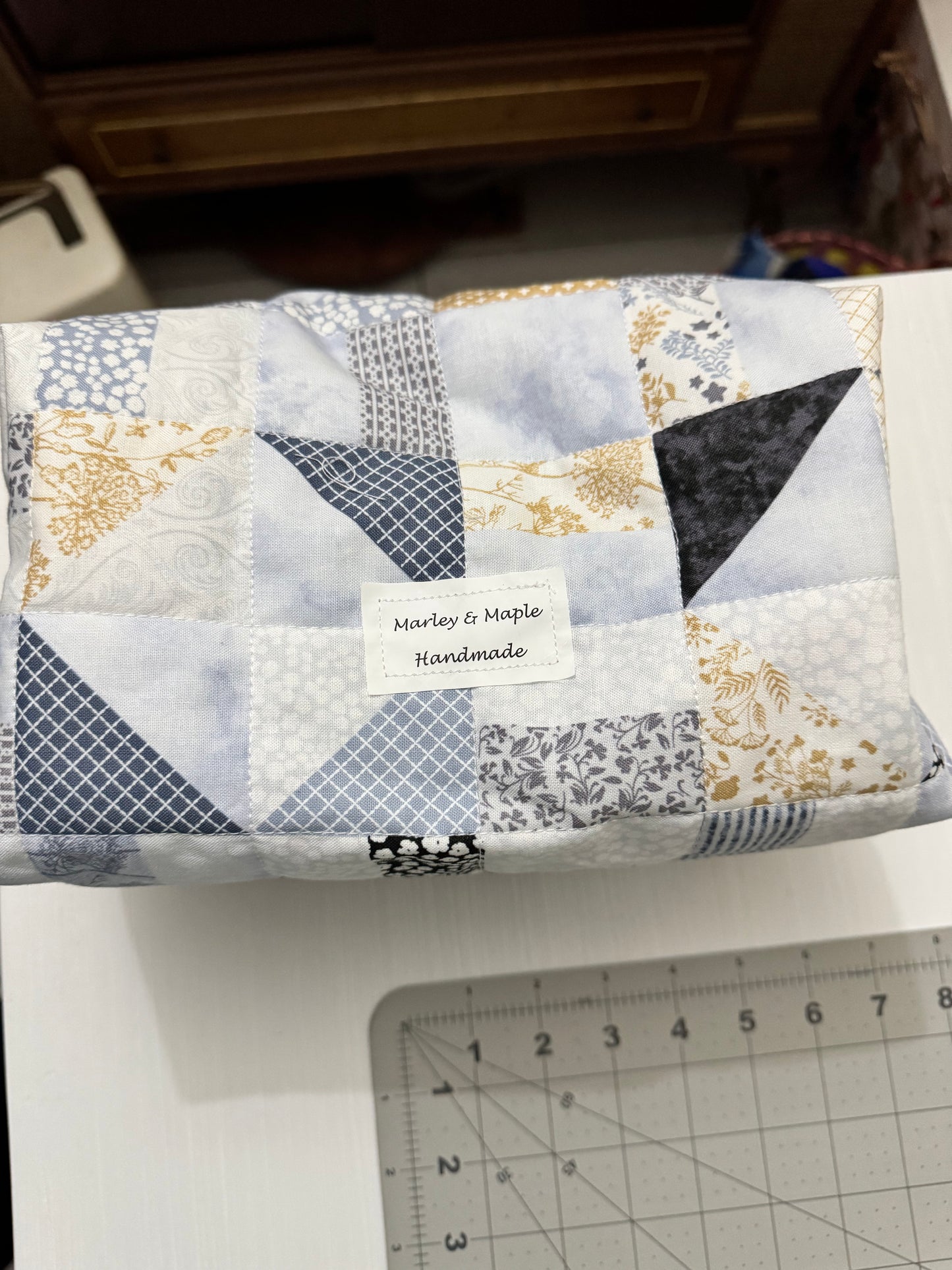 Makeup Bag Blue Patchwork