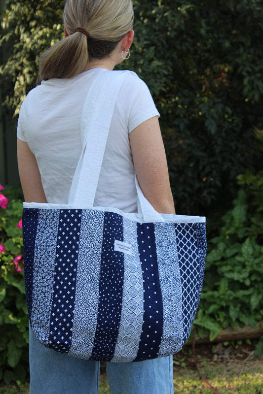 Tote Bag Blue & White Stripe