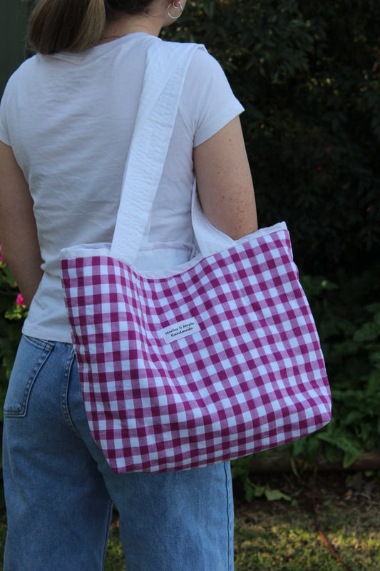 Tote Bag Purple Gingham