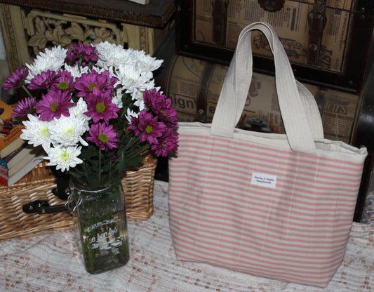Tote Bag Pink & Cream Stripe